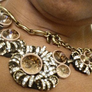 J Crew RARE Brulee/Brown Antique Brass Necklace